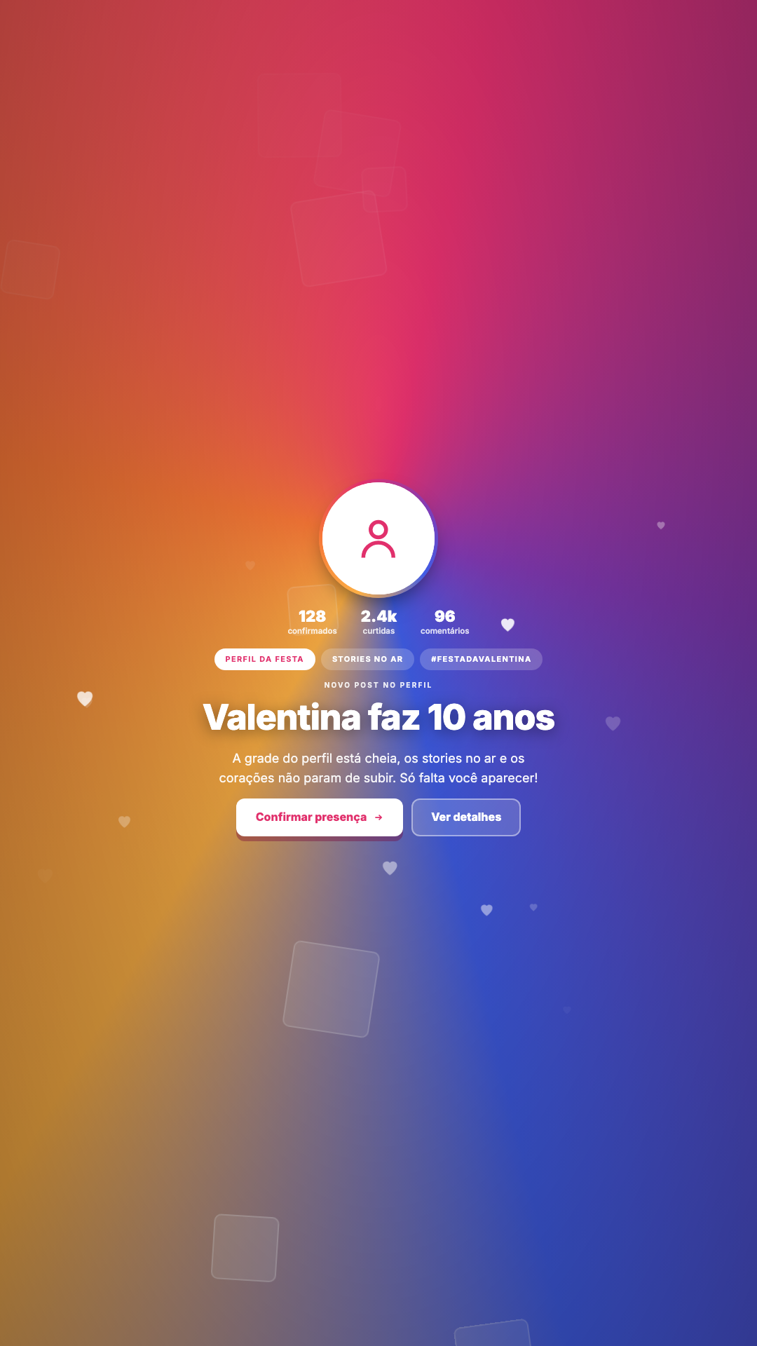 Prévia do tema Stories e Fotos